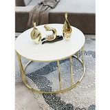 Sedaş Living Units 70 cm Yuvarlak Orta Temperli Cam Gold Ayaklı Orta Sehpa Sedaş-Lıvıng-Unıts-Sehpa-Orta - BEYAZ AHŞAP