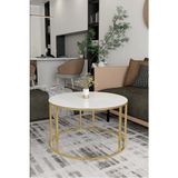 Sedaş Living Units 70 cm Yuvarlak Orta Temperli Cam Gold Ayaklı Orta Sehpa Sedaş-Lıvıng-Unıts-Sehpa-Orta - Beyaz