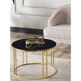 Sedaş Living Units 70 cm Yuvarlak Orta Temperli Cam Gold Ayaklı Orta Sehpa Sedaş-Lıvıng-Unıts-Sehpa-Orta - Siyah