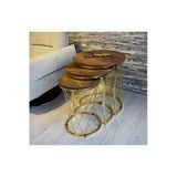 Sedaş Lıvıng Unıts Hasır Telli Koyu Ceviz Gold Metal Ayak Zigon Sehpa