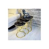Sedaş Lıvıng Unıts Hasır Telli Siyah Mermer Temperli Kirilmaz Cam Gold Metal Ayak Zigon Sehpa