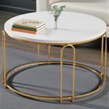 Sedaş Living Units Lenka Beyaz Suntalam Orta Sehpa Yuvarlak Gold Metal - Sedaş-Lenka-Orta-Gold