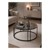 SEDAŞ LIVING UNITS Lenka Füme Ayna Orta Sehpa Yuvarlak Siyah Metal _ sedaş_lenka_orta_siyah_füme_lux