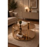 SEDAS LIVING UNITS Lenka Raflı Bronz Ayna Gold Metal Ayaklı Orta Sehpa | Bronz Ayna, Gold Metal Ayak, Raflı Tasarım