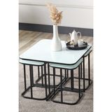 Sedaş Living Units Pelikan 4+1 Beyaz Temperli Cam Siyah Metal Ayak Takım Sehpa Sedaş_lıvıng_unıts_sehpa
