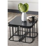 Sedaş Living Units Pelikan 4+1 Siyah Aynalı Temperli Cam Siyah Metal Ayak Takım Sehpa Sedaş_lıvıng_unıts_sehpa