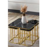 Sedaş Lıvıng Unıts Pelikan 4+1 Siyah Mermer Temperli Cam Gold Metal Ayak Takım Sehpa Sedaş_lıvıng_unıts_sehpa