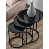 SEDAS LIVING UNITS S3'lü Siyah Cam Siyah Metal Sehpa