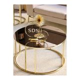 SEDAŞ LIVING UNITS Salon Orta Bronz AYNALI Ayna (GOLD) Metal Ayak Orta Sehpa