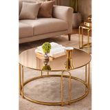 SEDAŞ LIVING UNITS Salon Orta Bronz AYNALI Ayna LENKA (GOLD) Metal Ayak Orta Sehpa