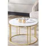 Sedaş Lıvıng Unıts Salon Orta Sehpa 70 Cm Beyaz Suntalam (Gold) Metal Ayak Orta Sehpa