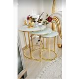 SEDAŞ LIVING UNITS ZİGON SEHPA BEYAZ CAM GOLD AYAK ZİGON 3 lü adet zigon-beyaz-gold-sedas-lüx