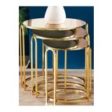 SEDAŞ LIVING UNITS Zigon Sehpa Bronz Ayna Lenka Yuvarlak 3'lü Gold Metal sedaş-lenka-zigon-gold