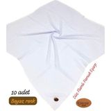 Sedef 10 Adet Beyaz Renk Düz Flamlı Pamuk Eşarp - 100 x 100 cm