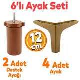 Sedef 6'Lı Set Mobilya Tv Ünitesi Çekyat Koltuk Kanepe Destek Ayağı 12 Cm Koyu Ceviz Baza Ayakları