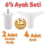 Sedef 6'Lı Set Mobilya Tv Ünitesi Koltuk Kanepe Destek Ayağı 12 Cm Beyaz Baza Ayakları M8 Destek