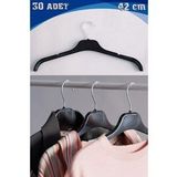 sedef askı 42 Cm Siyah Elbise Gömlek Bluz Tunik T-shirt Askısı CTP Serisi Tek Taraf Dolgulu 30 Adet