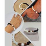 Sedef Beyaz Renk & Oniks Taşı 8mm Unisex Tasarım Bileklik Hawaii Model (14345)