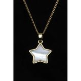 Sedef Doğal Taş Gold Renkli Kolye - Kly-1657