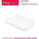Sedef Kare Yavaş Kapanan Klozet Kapağı Thermoplast - Beyaz