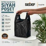 Sedef Plastik 45X75 Siyah Atlet Poşet 45X75 cm Büyük Boy Poşet Mağaza Bakkal Market Taşıma Torbası
