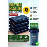 Sedef Plastik Ekstra Kalın Çöp Torbası 80X110 cm 25 Adet - Battal Boy Sızdırmaz Sanayi Ev ve Işyeri I Çöp Poşeti