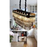 Sedef Şeritli 70x30 Cm Lik Kristal Taşlı Lüks Avize - Yatak Odası - Salon - Mutfak - Hol Altın