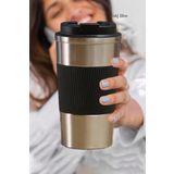 Sedef Silver 304 Pazlanmaz Çelik 500 Ml Kaydırmaz Lastikli Termos Bardak Mug Araç Kahve Çay Thermos 549