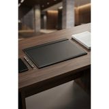 Sedef Silver Alva Eko Lüks Suni Deri Kapaklı Masa Sümeni - Ofis Evrak Düzenleyici Masa Matı 49X34 cm