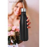 Sedef Silver Çift Katman Paslanmaz Çelik 500 Ml Şişe Şeklinde Sporcu Matara Mug Termos