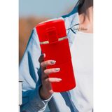 Sedef Silver Kaydırmaz Lastikli Kilitli Kapak ve Süzgeç Fitreli 304 Paslanmaz Çelik 400 ml Küçük Çay Kahve Bardak Termos Mug Thermos 622 - Kırmızı