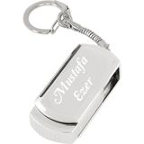 Sedef Silver Kişiye Özel Anahtarlık Zincirli Halkalı Hediyelik Kutulu Isimli USB Flash Bellek 32 GB - Gümüş