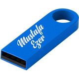 Sedef Silver Kişiye Özel Anahtarlık Zincirli Hediyelik Kutulu USB Flash Bellek 32 GB - Mavi