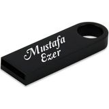 Sedef Silver Kişiye Özel Anahtarlık Zincirli Hediyelik Kutulu USB Flash Bellek 32 GB - Siyah