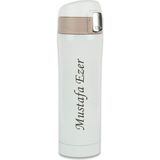 Sedef Silver Kişiye Özel Isim Yazılabilir Hediyelik Isimli 400 ml Paslanmaz Çelik Termos Bardak Mug Kahve Çay Ki - Beyaz