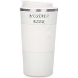 Sedef Silver Kişiye Özel Isim Yazılabilir Hediyelik Isimli 500 ml Paslanmaz Çelik Termos Bardak Mug - Beyaz