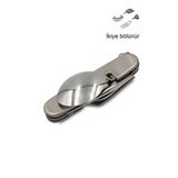 Sedef Silver Ortadan Ayrılabilir Çok Amaçlı Kamp Outdoor Seyahat Piknik Kumanya Çatal Kaşık Bıçak Kiti Çakı Seti