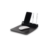 SEDEF SİLVER Telefon Tutacaklı ve Kalemlik Bölmeli Suni Deri Mouse Pad | Şık ve Fonksiyonel Masa Aksesuarı