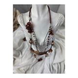 SEDEF TAKI İncili Vintage taşlı çiçekli kolye