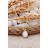 Sedef Taşlı Altın Yaldızlı Gümüş Kolye 7703
