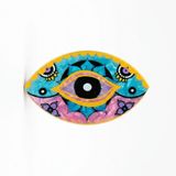 Sedefli Etnik Desenli Göz Nazar Bohem 8 Cm Kemik Mandal Toka Renkli Saç Tokası (Mavi)