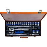 Sedir 25 Parça Metal Kutulu Lokma Takımı Seti - Cırcır Kolu ve Uzatma Kolları ile Tam Set