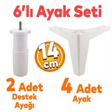 Sedir 6'Lı Set Mobilya Tv Ünitesi Çekyat Koltuk Kanepe Destek Ayağı 14 Cm Beyaz Kanat 17 Ayakları
