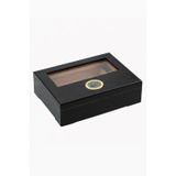 Sedir Ağacı Siyah Camlı Kısa Humidor Puro Kutusu rd67sy