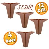 Sedir Lüks Mobilya Kanepe Sehpa Tv Ünitesi Koltuk Ayağı 12 Cm Ahşap Desenli Baza Ayakları 4 Adet