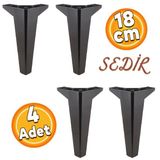 Sedir Lüks Mobilya Kanepe Tv Ünitesi Koltuk Ayağı 18 Cm Siyah Konsol Ayakları 4 Adet