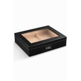 Sedir Siyah Camlı Mat Kısa Humidor Puro Kutusu rd68sy