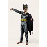 Sedirli Batman Kaslı Çocuk Kostümü Siyah Pelerinli Maskeli Süper Kahraman Kaslı Kostümü - 9 - 10 Yaş - Renkli