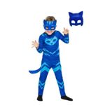 Sedirli Pija Maskeliler Kostüm Catboy Kedi Çocuk (Mavi) 2 Maskeli Pelerin