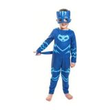 Sedirli Pj Mask Kostüm Pijamaskeliler Kedi Çocuk Kostüm -Tulum + Maske Çok Renkli